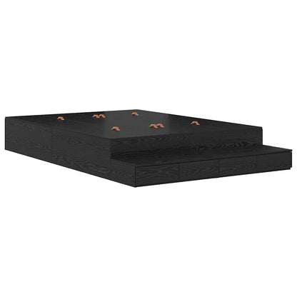 Storage Bed Frame with Drawer Black Oak 160 cm Engineered Wood