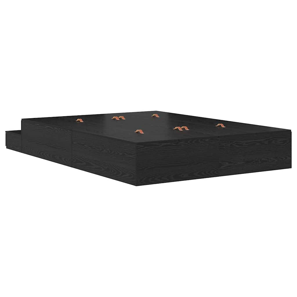Storage Bed Frame with Drawer Black Oak 160 cm Engineered Wood