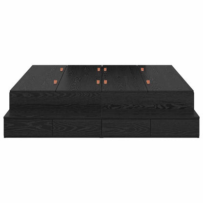 Storage Bed Frame with Drawer Black Oak 160 cm Engineered Wood