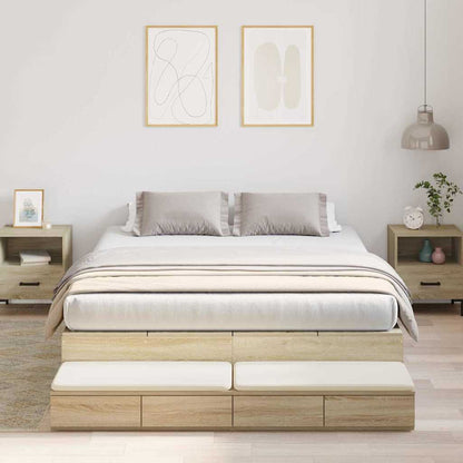Storage Bed Frame with Drawer Sonoma Oak 160 cm Engineered Wood