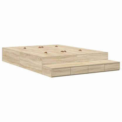 Storage Bed Frame with Drawer Sonoma Oak 160 cm Engineered Wood