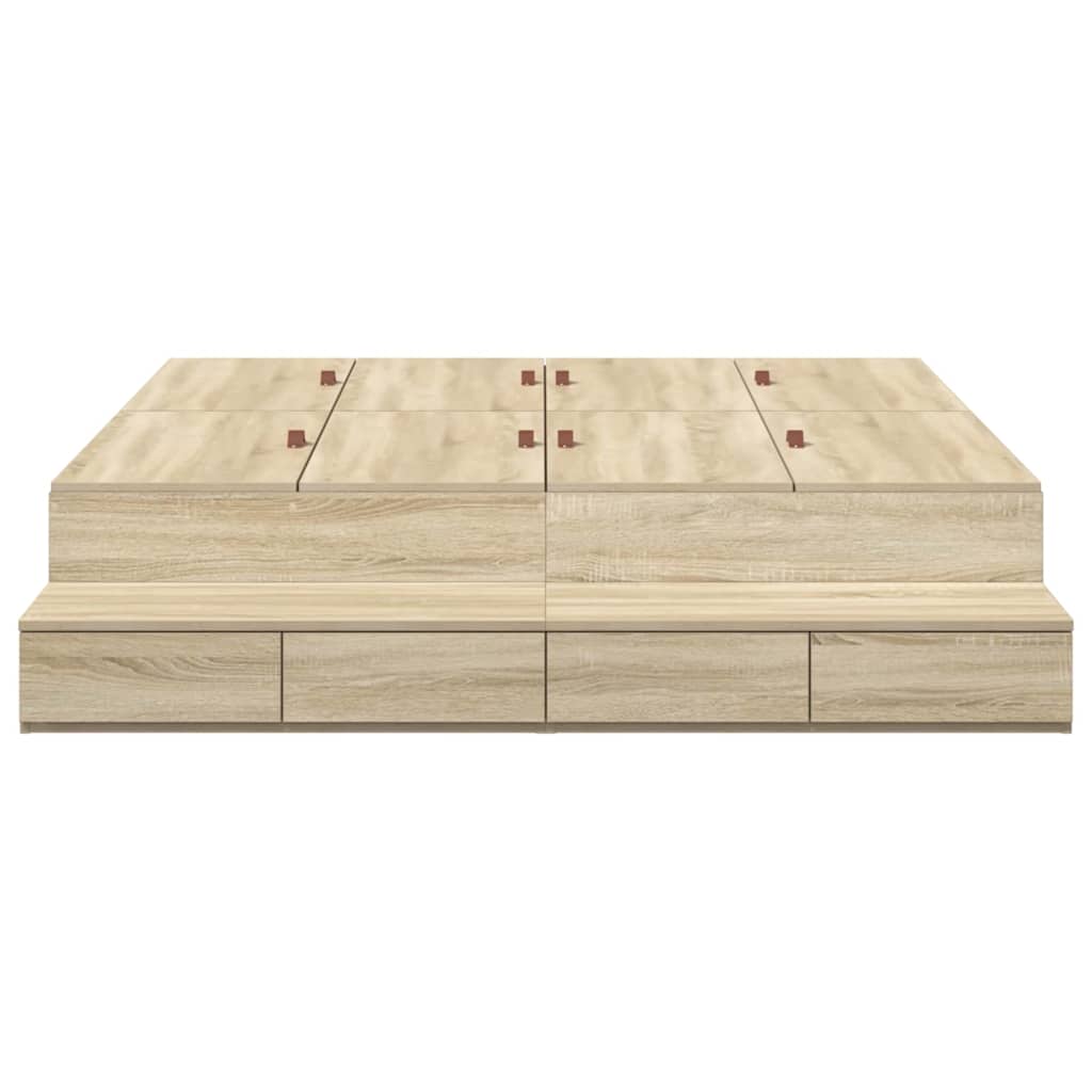 Storage Bed Frame with Drawer Sonoma Oak 160 cm Engineered Wood