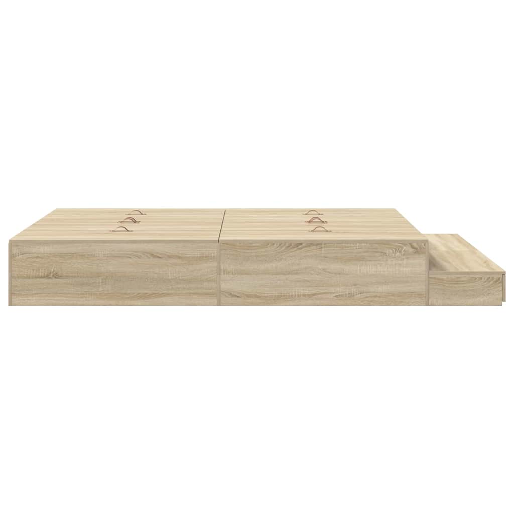 Storage Bed Frame with Drawer Sonoma Oak 160 cm Engineered Wood