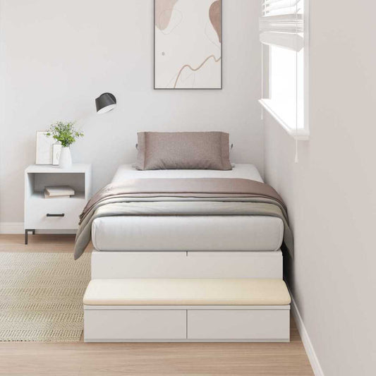 Storage Bed Frame with Drawer White 90 cm Engineered Wood