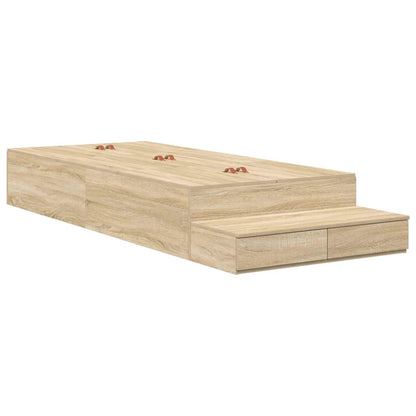Storage Bed Frame with Drawer Sonoma Oak 90 cm Engineered Wood