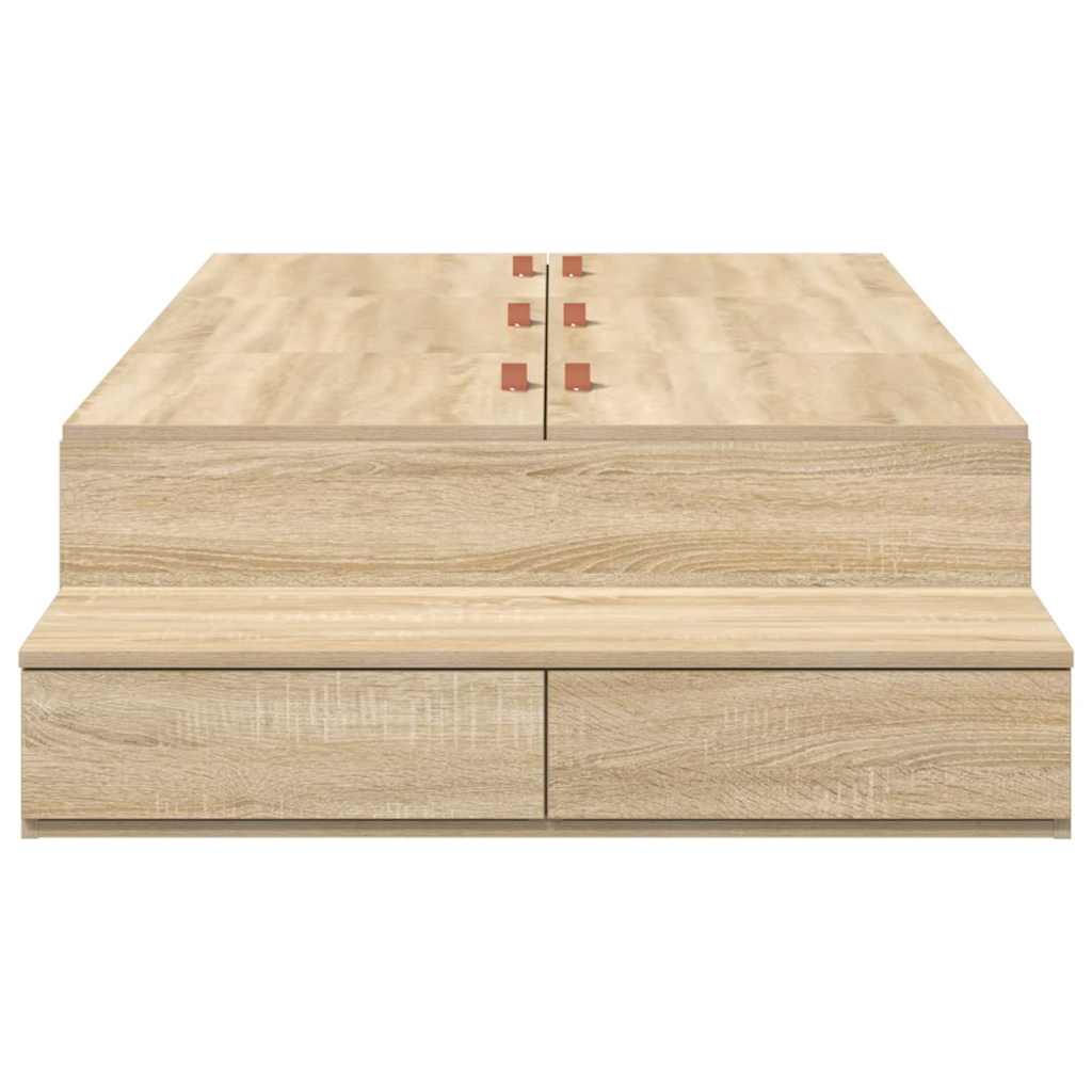 Storage Bed Frame with Drawer Sonoma Oak 90 cm Engineered Wood