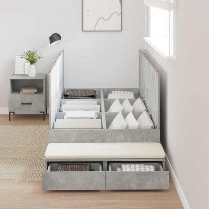 Storage Bed Frame Concrete Grey 90 cm Engineered Wood