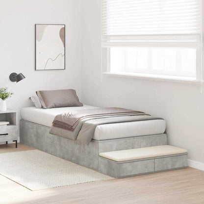 Storage Bed Frame Concrete Grey 90 cm Engineered Wood