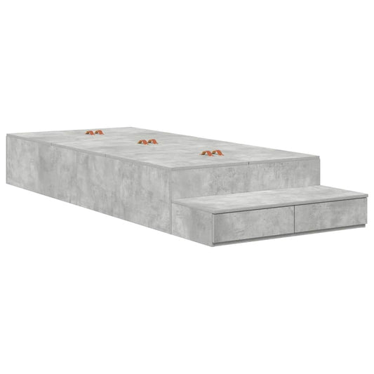 Storage Bed Frame with Door Concrete Grey 90 cm Engineered Wood