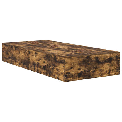 Storage Bed Frame with Drawer Smoked Oak 90 cm Engineered Wood