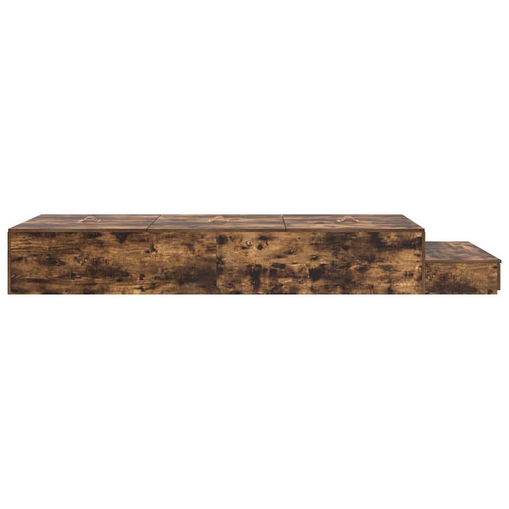 Storage Bed Frame with Drawer Smoked Oak 90 cm Engineered Wood
