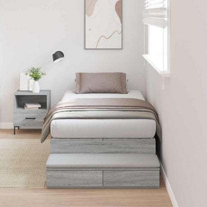 Storage Bed Frame with Drawer Grey Sonoma 90 cm Engineered Wood
