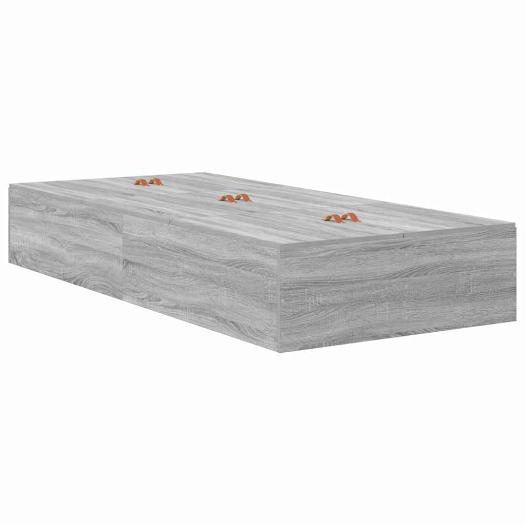 Storage Bed Frame with Drawer Grey Sonoma 90 cm Engineered Wood