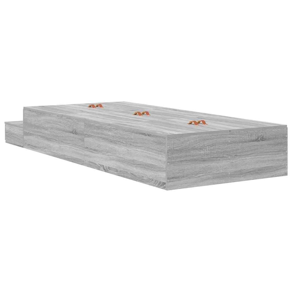 Storage Bed Frame with Drawer Grey Sonoma 90 cm Engineered Wood