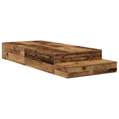 Storage Bed Frame with Drawer Old Wood 90 cm Engineered Wood