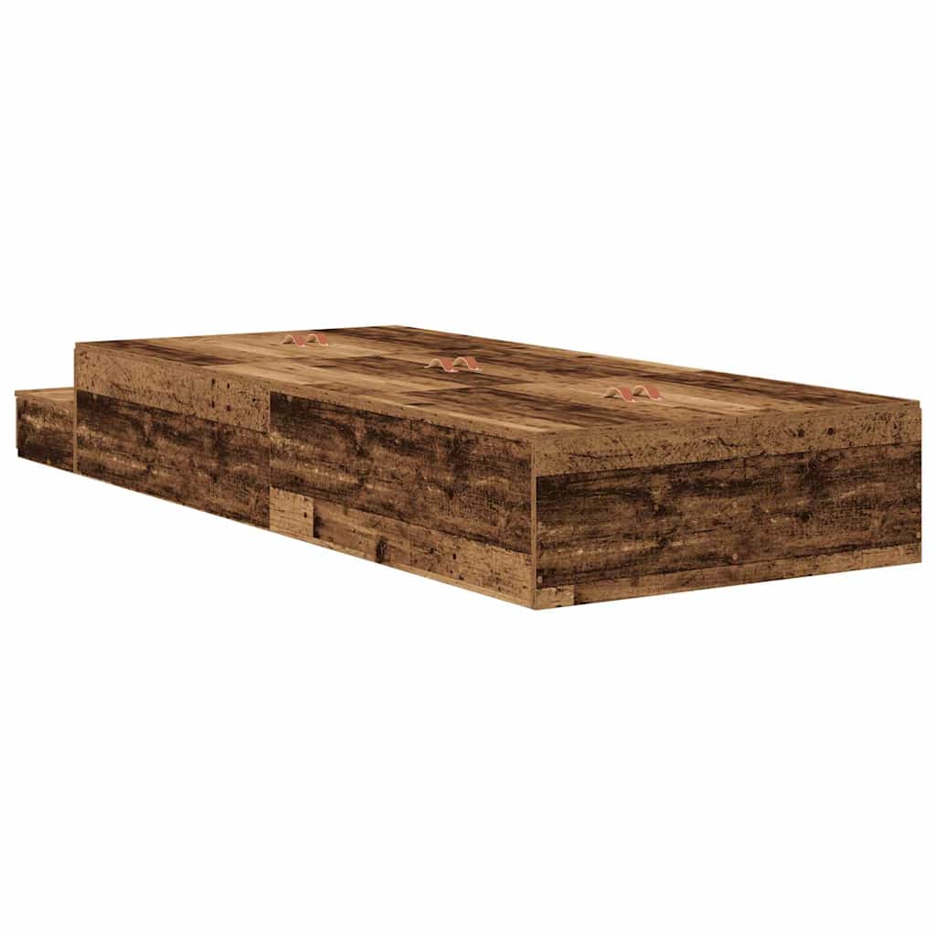 Storage Bed Frame with Drawer Old Wood 90 cm Engineered Wood
