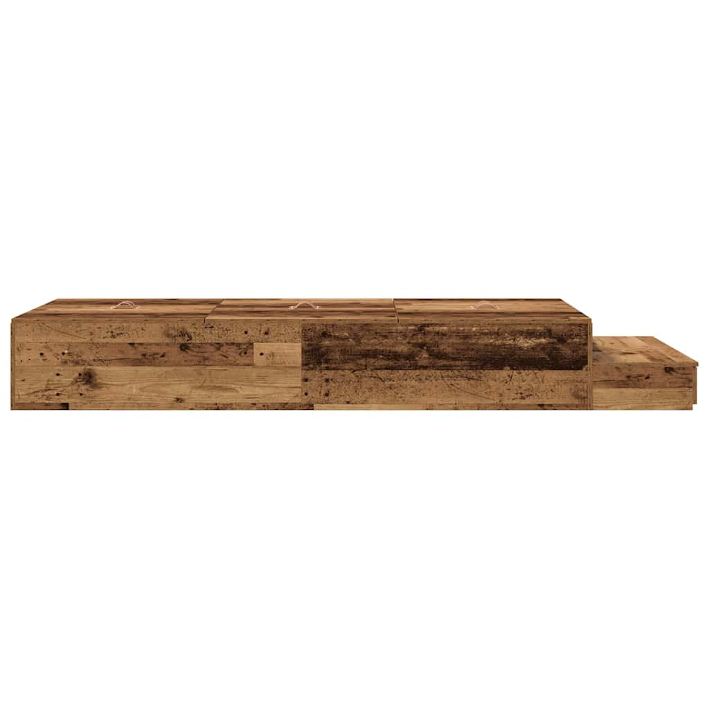 Storage Bed Frame with Drawer Old Wood 90 cm Engineered Wood