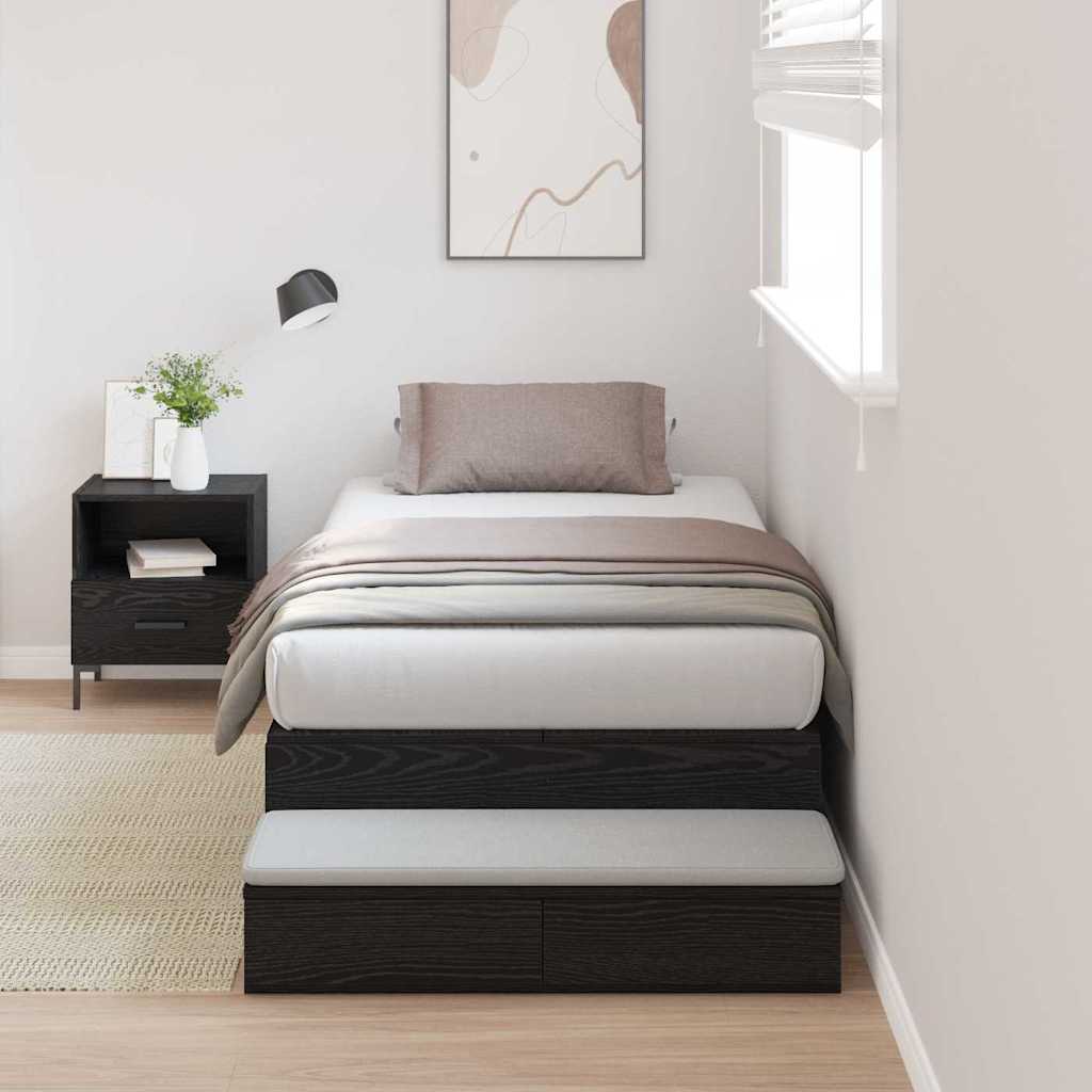 Storage Bed Frame with Drawer Black Oak 75 cm Engineered Wood