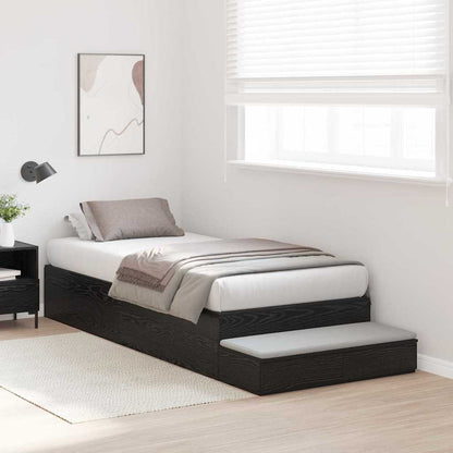 Storage Bed Frame with Drawer Black Oak 75 cm Engineered Wood