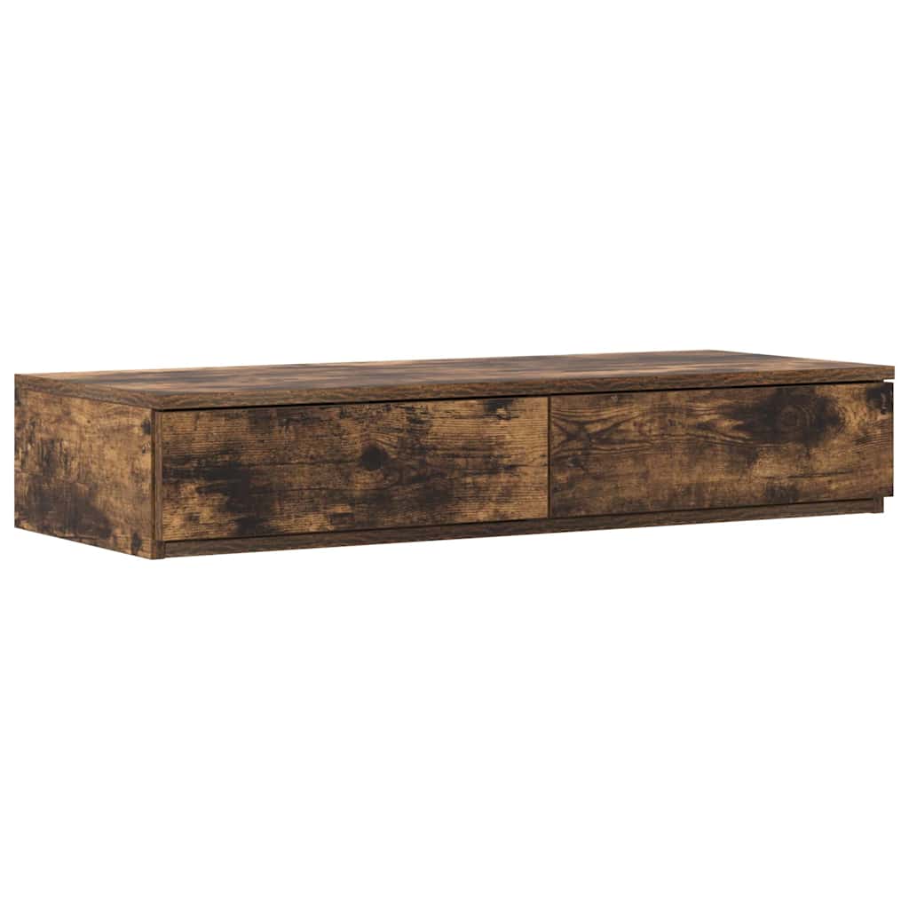 Storage Bed Frame with Drawer Smoked Oak 75 cm Engineered Wood