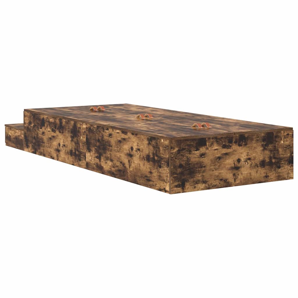 Storage Bed Frame with Drawer Smoked Oak 75 cm Engineered Wood