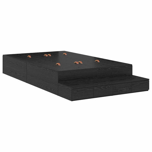 Storage Bed Frame with Drawer Black Oak 120 cm Engineered Wood