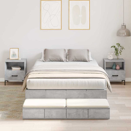 Storage Bed Frame Concrete Grey 120 cm Engineered Wood