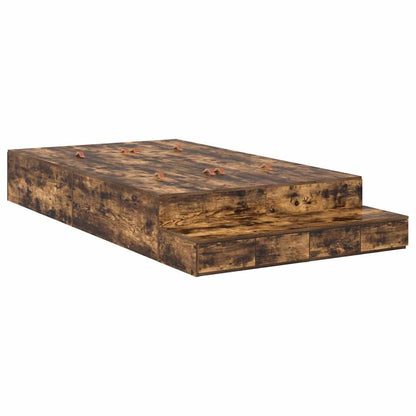 Storage Bed Frame with Drawer Smoked Oak 120 cm Engineered Wood