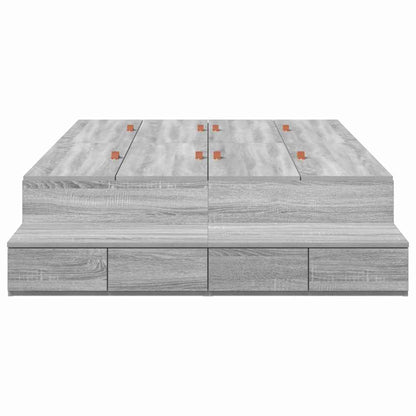 Storage Bed Frame Grey Sonoma 120 cm Engineered Wood