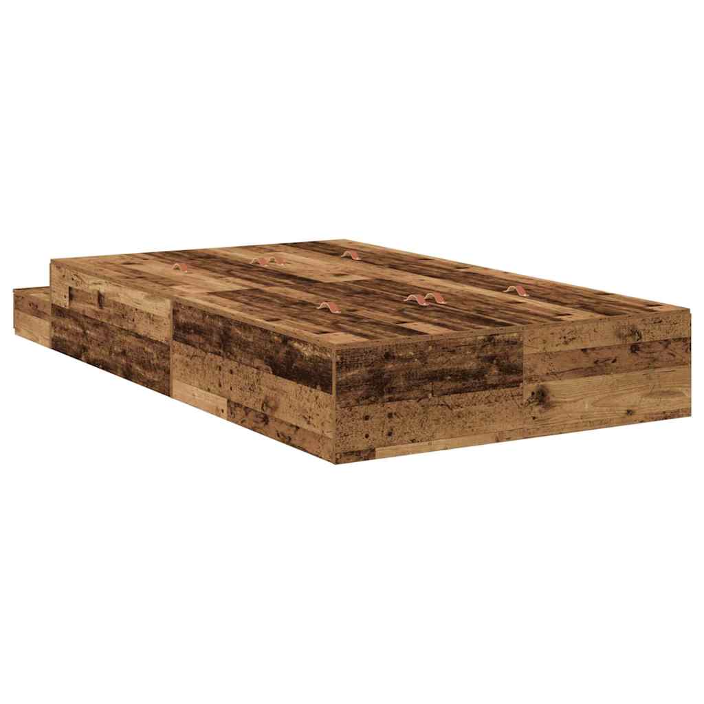 Storage Bed Frame with Drawer Old Wood 120 cm Engineered Wood