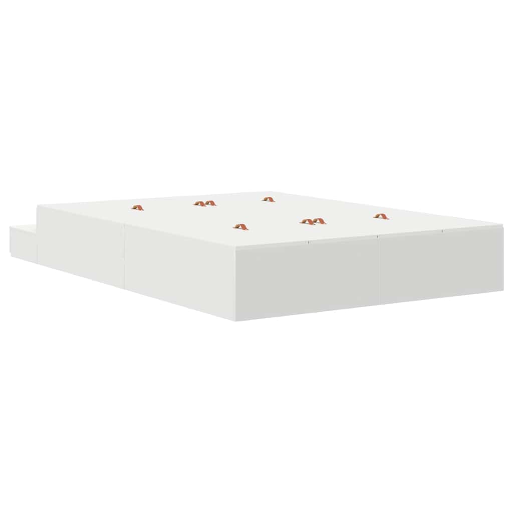 Storage Bed Frame with Drawer White 140 cm Engineered Wood