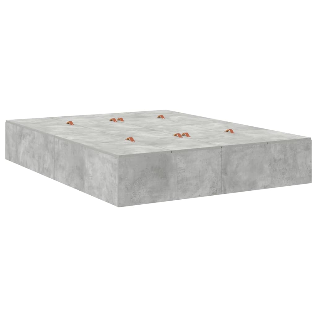 Storage Bed Frame Concrete Grey 140 cm Engineered Wood