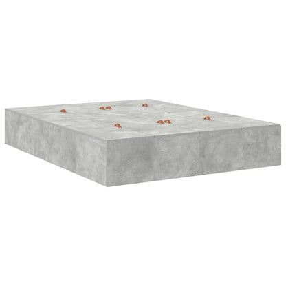 Storage Bed Frame Concrete Grey 140 cm Engineered Wood