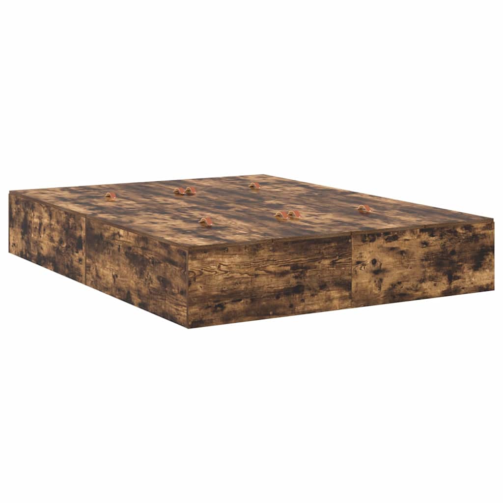 Storage Bed Frame with Drawer Smoked Oak 140 cm Engineered Wood