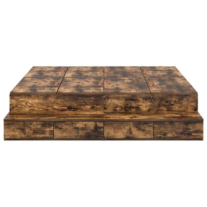 Storage Bed Frame with Drawer Smoked Oak 140 cm Engineered Wood