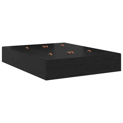 Storage Bed Frame with Drawer Black Oak 135 cm Engineered Wood