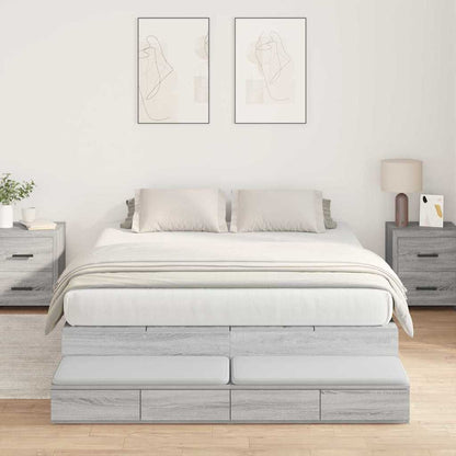 Storage Bed Frame Grey Sonoma 135 cm Engineered Wood
