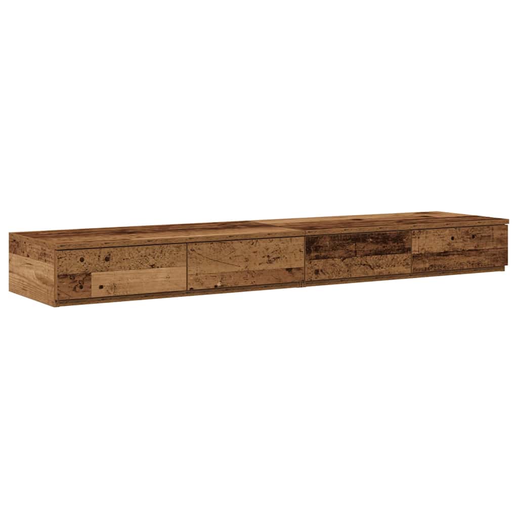 Storage Bed Frame with Drawer Old Wood 135 cm Engineered Wood