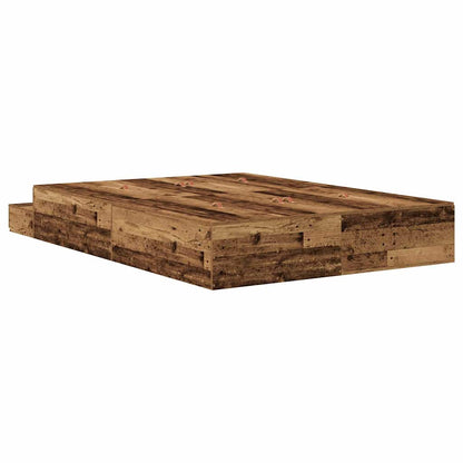 Storage Bed Frame with Drawer Old Wood 135 cm Engineered Wood