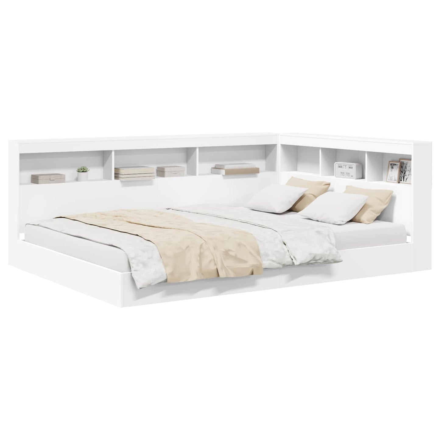 Bookcase Bed with Headboard White 140 x 200 cm Engineered wood