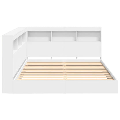Bookcase Bed with Headboard White 140 x 200 cm Engineered wood