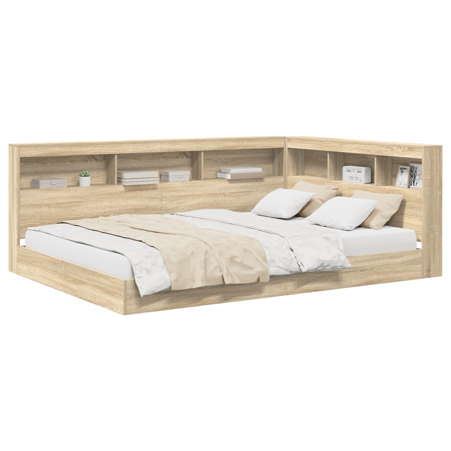 Bookcase Bed Sonoma oak 140 x 200 cm Engineered wood