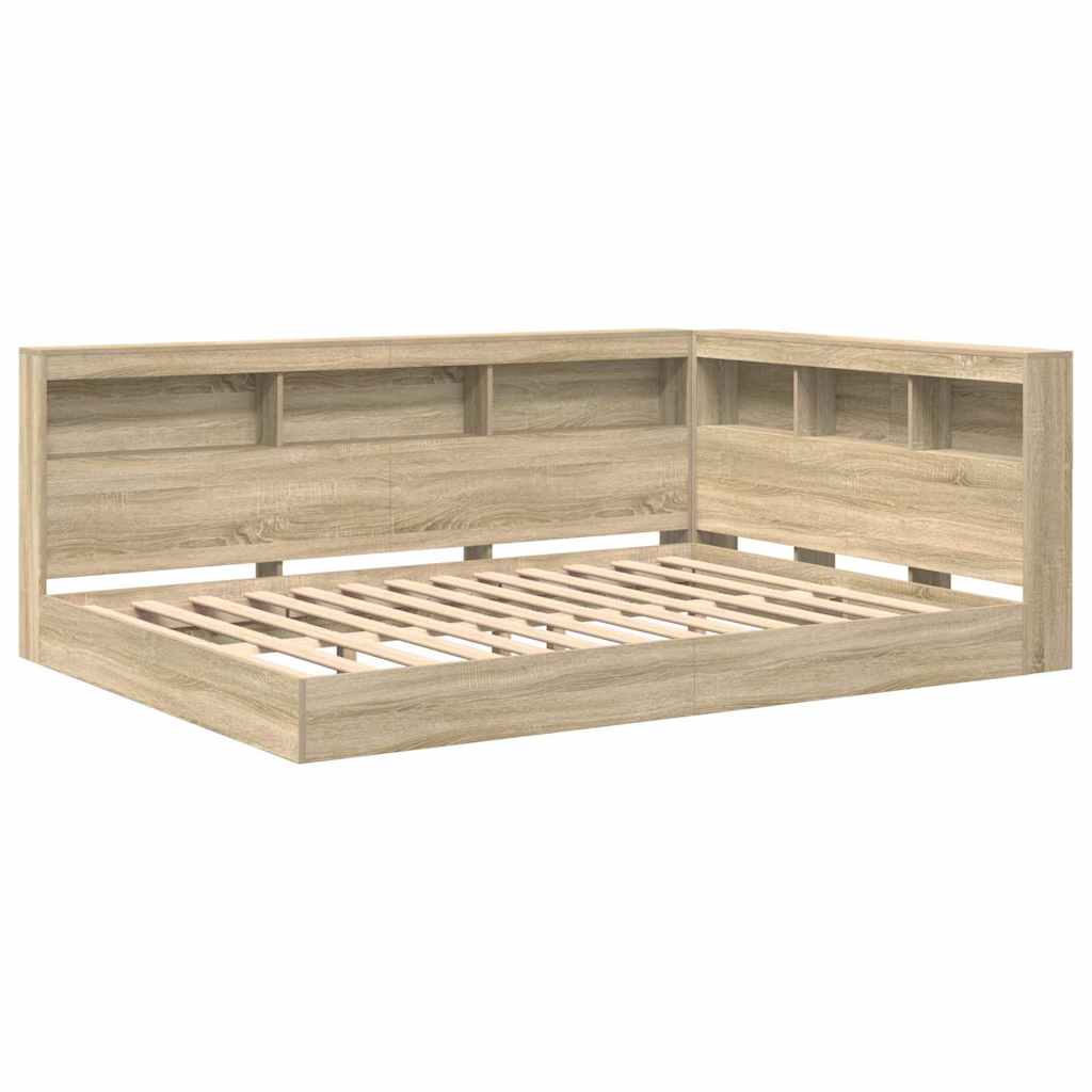 Bookcase Bed Sonoma oak 140 x 200 cm Engineered wood