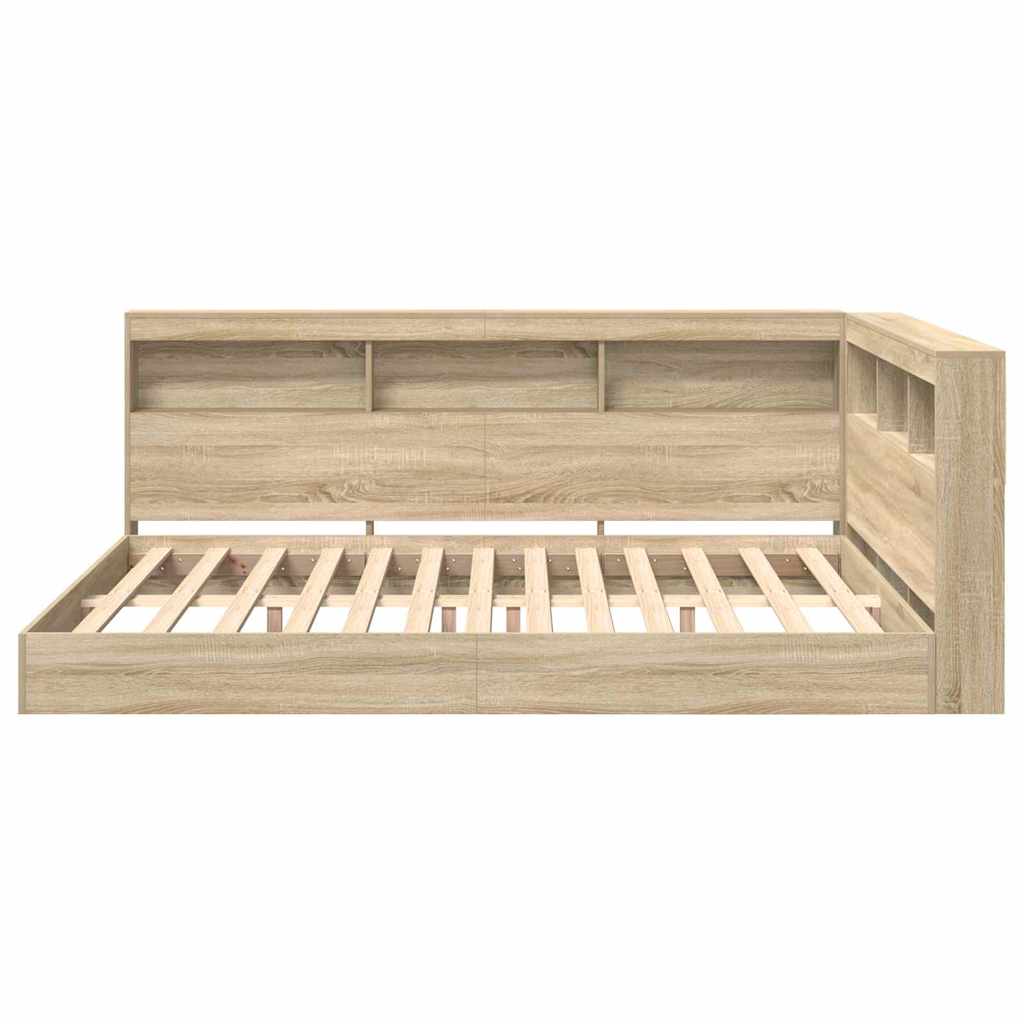 Bookcase Bed Sonoma oak 140 x 200 cm Engineered wood