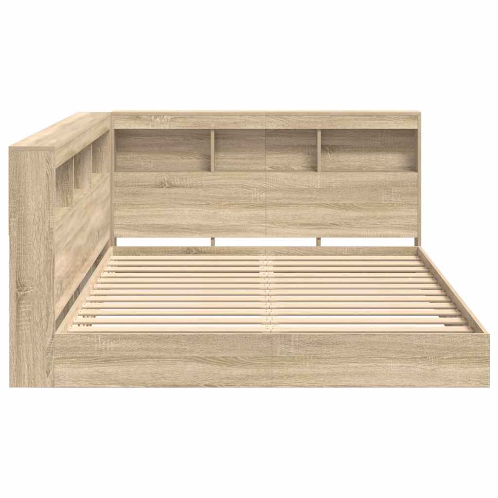 Bookcase Bed Sonoma oak 140 x 200 cm Engineered wood