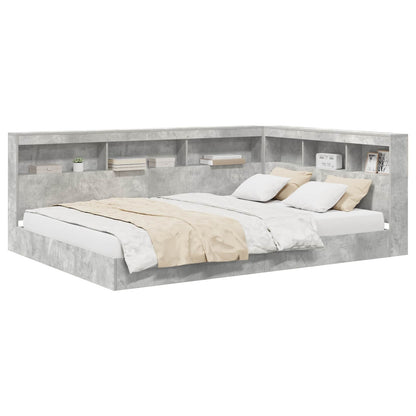 Bookcase Bed Concrete grey 140 x 200 cm Engineered wood