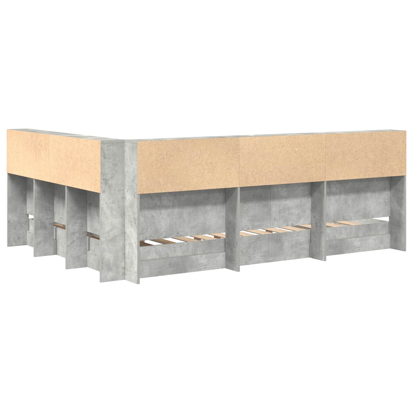 Bookcase Bed Concrete grey 140 x 200 cm Engineered wood