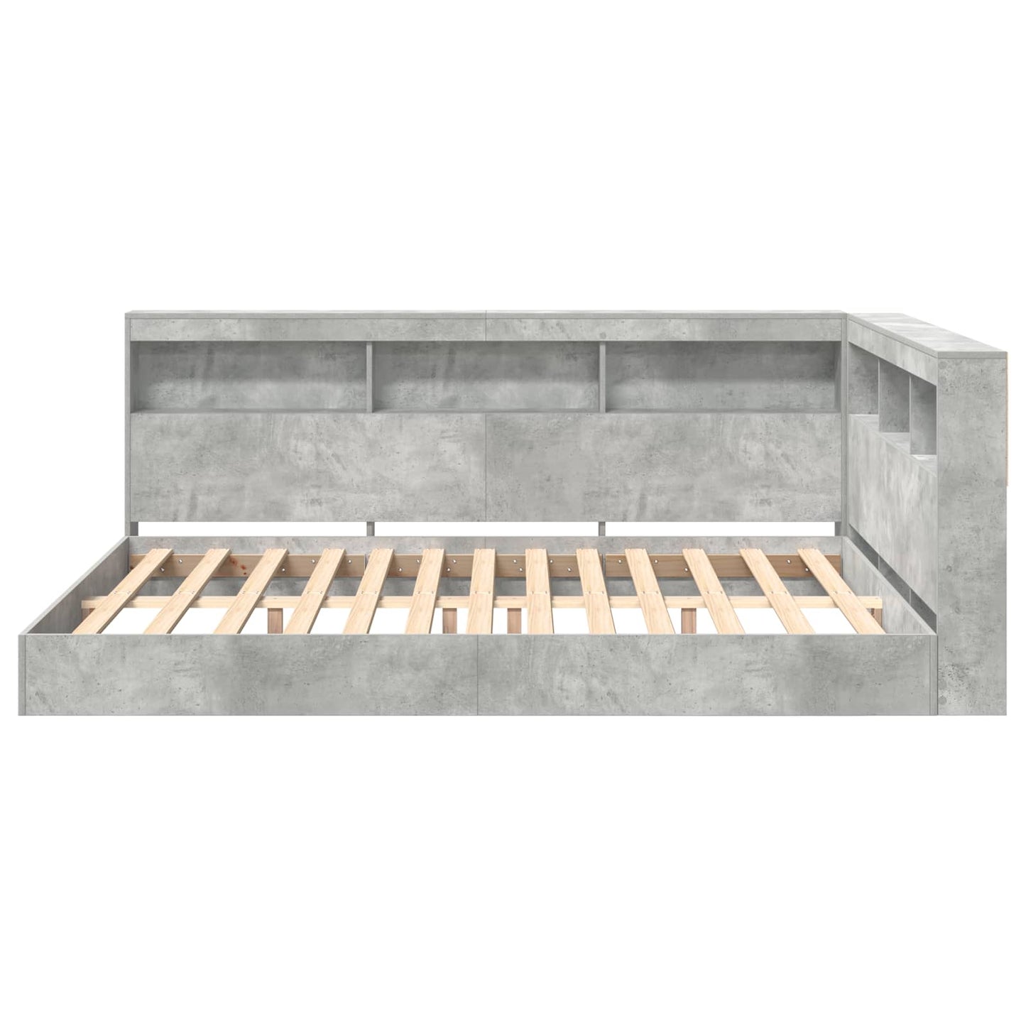 Bookcase Bed Concrete grey 140 x 200 cm Engineered wood