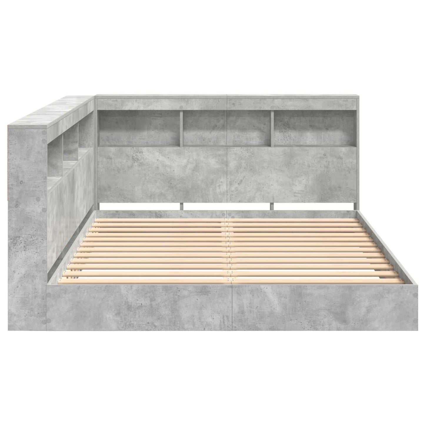 Bookcase Bed Concrete grey 140 x 200 cm Engineered wood