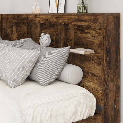 Bookcase Bed Smoked oak 140 x 200 cm Engineered wood